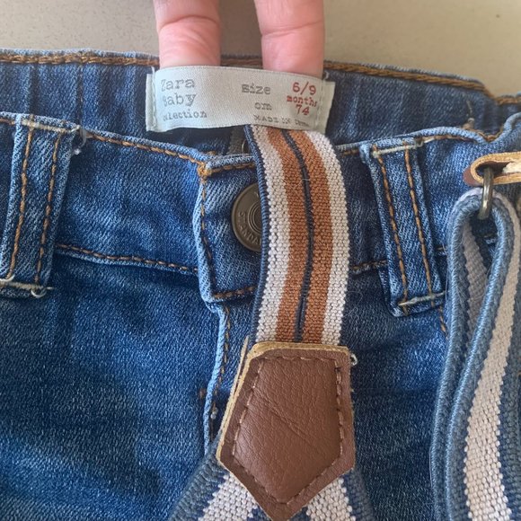 Zara Baby 6-9 month denim suspenders - Picture 2 of 3